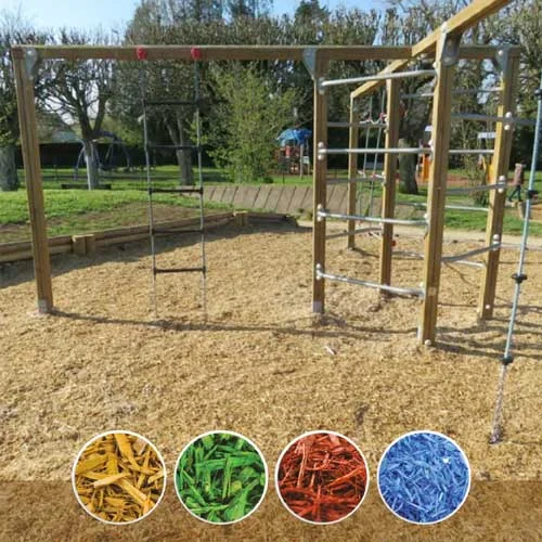 Sol amortissant pour aire de jeux en mulch de copeaux de bois